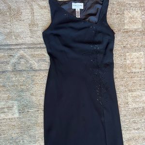 Black sleeveless evening dress NWT MIDI slit beaded
